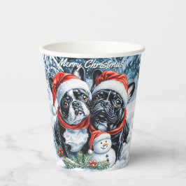 Französische Bulldogs und Snowman Weihnachten Pappbecher