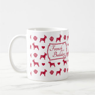Französische Bullhunde mit Rote Rosen und Herz Kaffeetasse