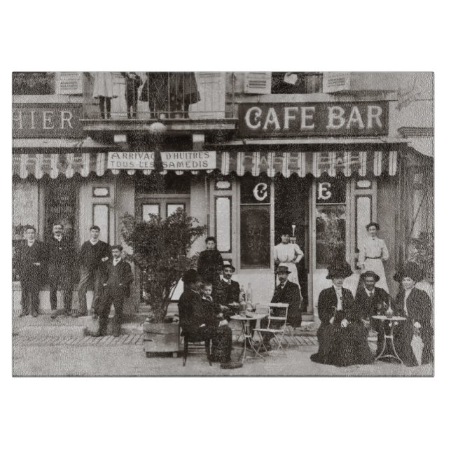 Französische Café-Bar-Straßenszene Schneidebrett (Vorderseite)