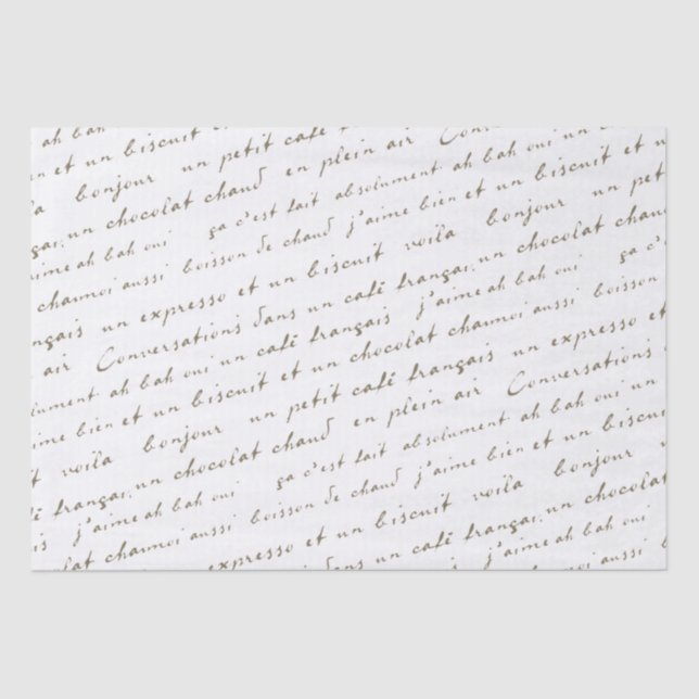 Französische Café-Konversationen Sepia Worte und P Seidenpapier (Vorderseite)