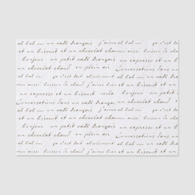 Französische Café-Konversationen Sepia Worte und P Seidenpapier (Vorderseite)