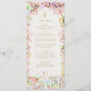 Französische Chateau Blumiger Frühling Hochzeit Menükarte
