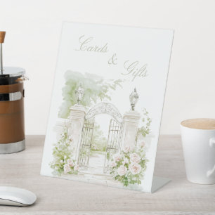 Französische Chateau-Pastell-Hochzeitsgarten-Karte Sockelschild