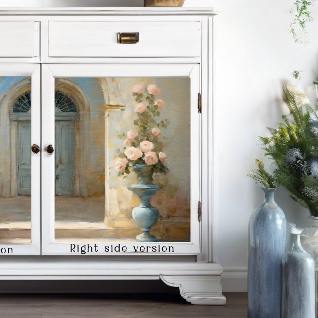 Französische Chateau Rose Blauer rosa Blumengarten Seidenpapier (Von Creator hochgeladen)