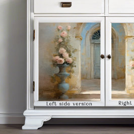 Französische Chateau Rose Courtyard Blue Pink Flor Seidenpapier