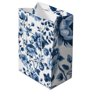 Französische Cottagecore Blaue Blumengestecke Mittlere Geschenktüte