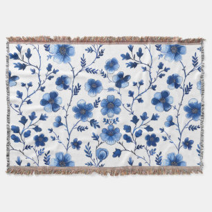 Französische Cottagecore Blaue Blumenmuster Tasche Decke