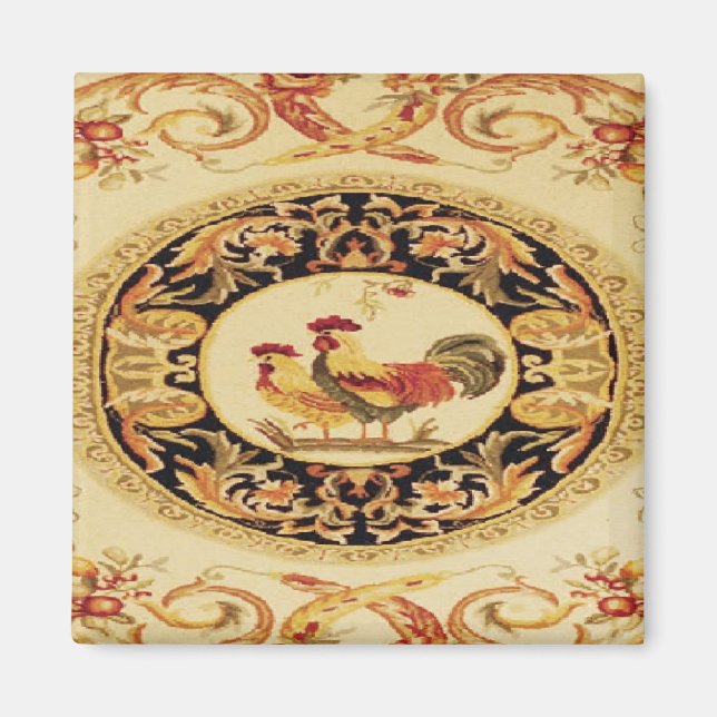 Französische Country Design-Rooster & Hen Kühlschr Magnet (Vorne)