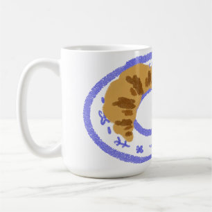 Französische Croissants Blaue Blumenplatte Geschen Kaffeetasse