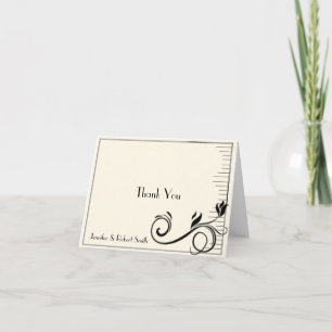 Französische Deko Rose Black Cream Wedding Vielen  Dankeskarte