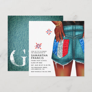 Französische Denim-Girl-Abschlussfeier-Einladung Einladung