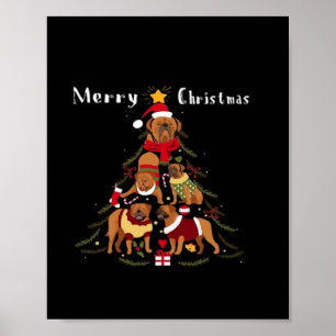 Französische Dogge Dogue de Bordeaux Weihnachtsbau Poster