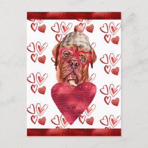 Französische Dogge Herzen Hundeliebhaber Valentins Feiertagspostkarte