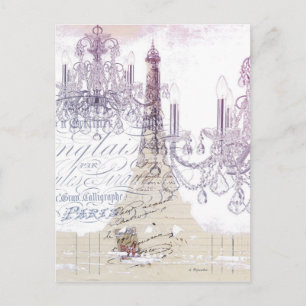 französische Drehbücher Kronleuchter Paris Eiffelt Postkarte