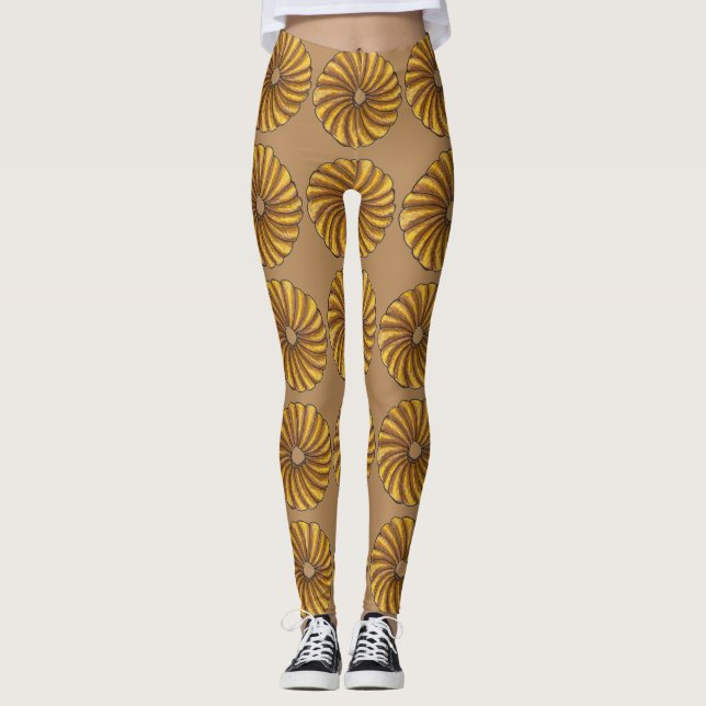 Französische Drehung Glazed Frühstück Donut Doughn Leggings (Vorderseite)