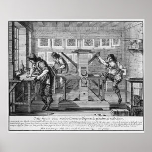Französische Druckerpresse, 1642 Poster
