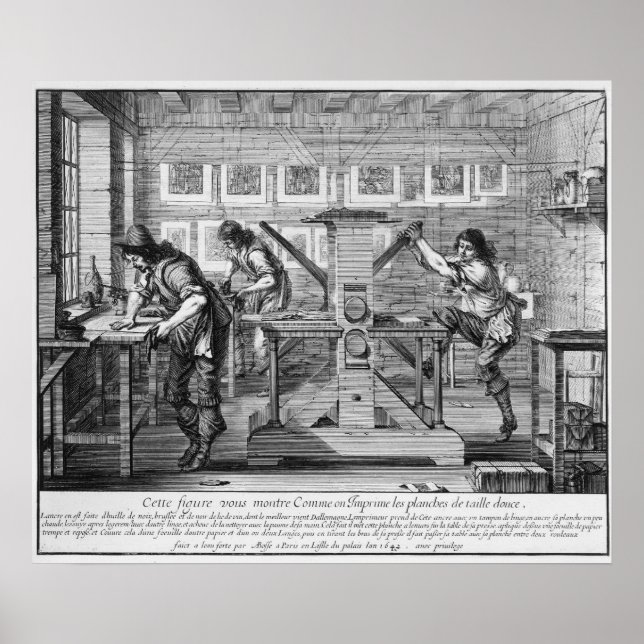 Französische Druckerpresse, 1642 Poster (Vorne)