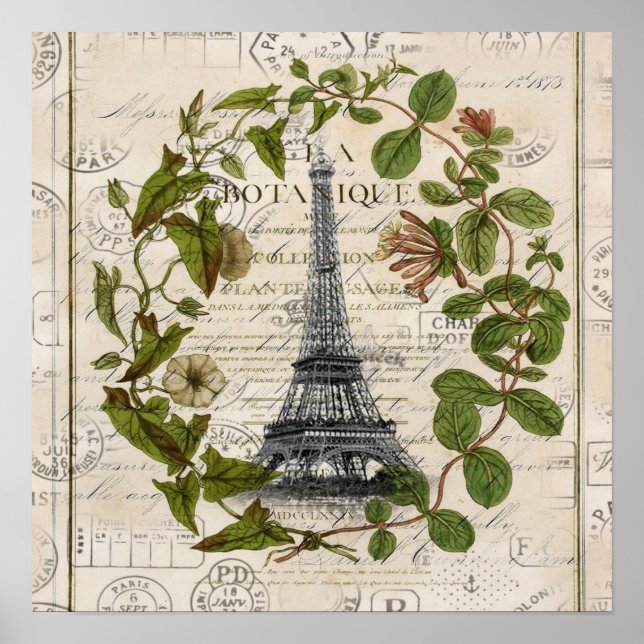 Französische Efeu-Blätter (Paris eiffel) Poster (Vorne)