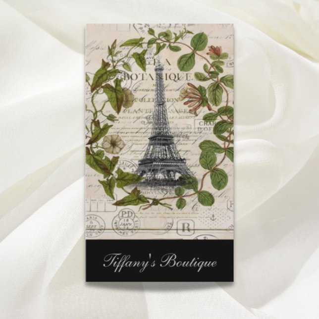 Französische Efeu-Blätter (Paris eiffel) Visitenkarte (french botanical ivy leaves paris eiffel tower business card)