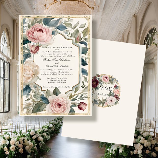 Französische Elegante Vintage Hochzeit Gold Klassi Einladung (Von Creator hochgeladen)