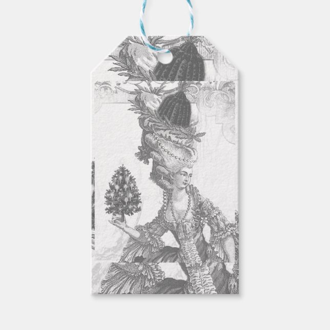 Französische Eleganz Marie Antoinette Joyeux Weihn Geschenkanhänger (Vorderseite)