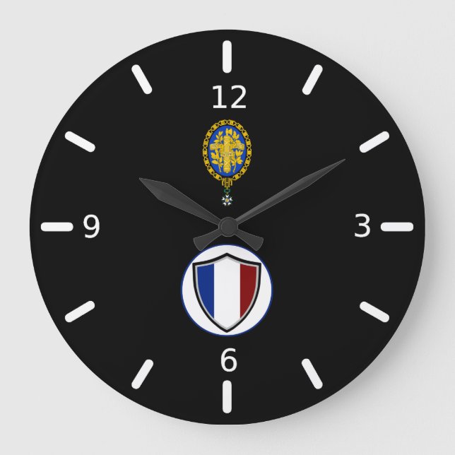 Französische Fahne-Emblem-Großuhr Große Wanduhr (Vorderseite)