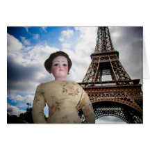Französische Fashion Doll w Eiffel Tower Card