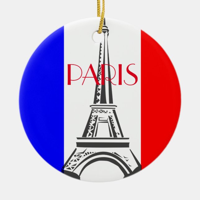 Französische Flagge des Paris Eiffel Tower Keramik Ornament (Vorne)