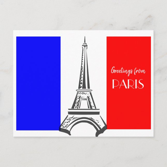 Französische Flagge des Paris Eiffel Tower Postkarte (Vorderseite)