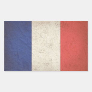 Französische Flagge Distressed Rechteckiger Aufkleber