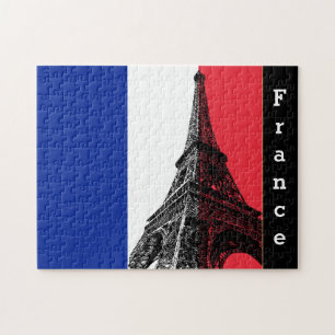 Französische Flagge & Eiffelturm - Frankreich Puzzle