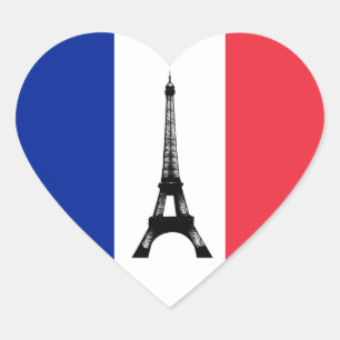Französische Flagge & Eiffelturm - Frankreich / Sp Herz-Aufkleber