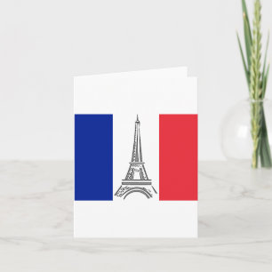 Französische Flagge Eiffelturm Paris Notizkarte Karte