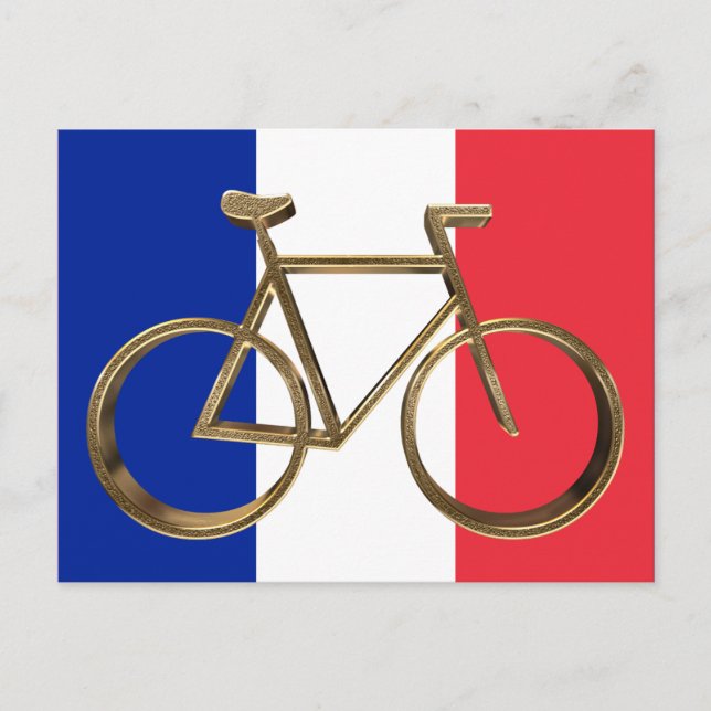Französische Flagge Golden Bike Radfahrer Postkarte (Vorderseite)