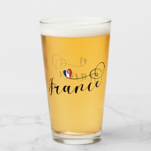 Französische Flagge im Herzen Frankreichs Glas