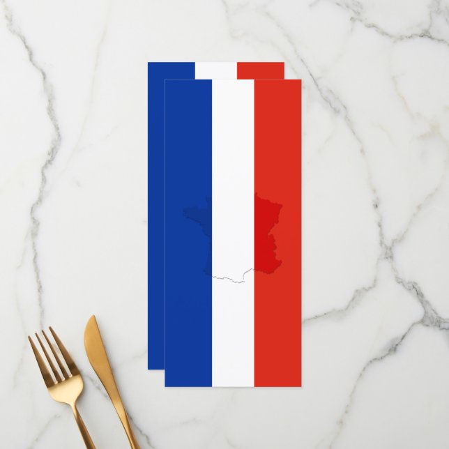 Französische Flagge Menükarte (Vorderseite/Rückseite Beispiel)