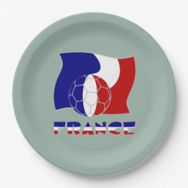 Französische Flagge mit grünem Hintergrund des Fuß Pappteller