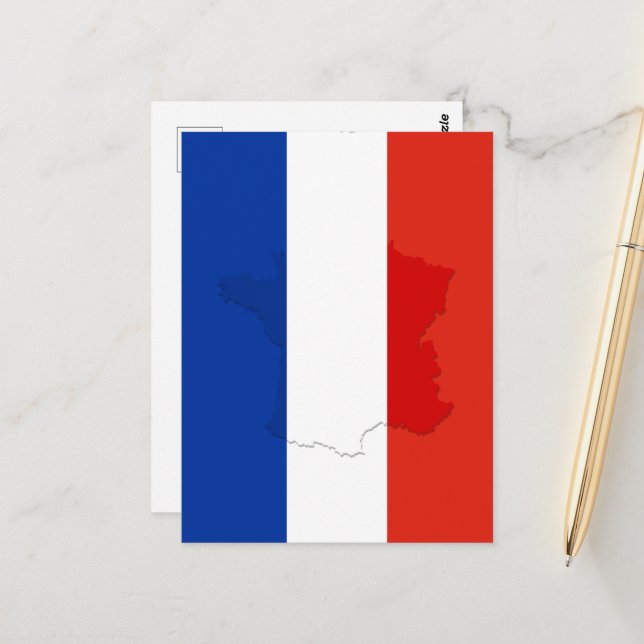 Französische Flagge Postkarte (Vorderseite/Rückseite Beispiel)