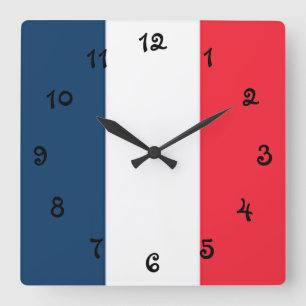 Französische Flagge Quadratische Wanduhr