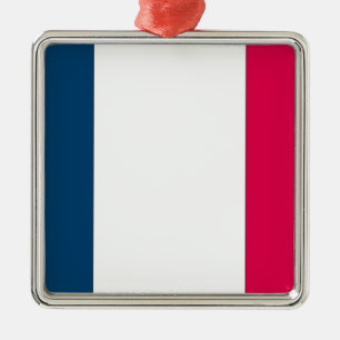 Französische Flagge Silbernes Ornament