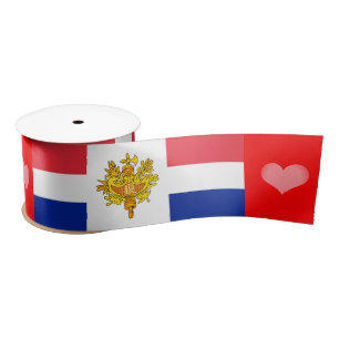 Französische Flagge Tricolor Ribbon, Emblem, Herz, Satinband