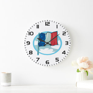 Französische Flagge Trikolore Blau Weiß Rot Frankr Große Wanduhr