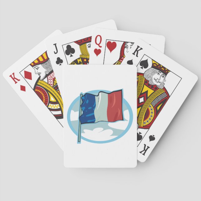 Französische Flagge Trikolore Blau Weiß Rot Frankr Spielkarten (Rückseite)