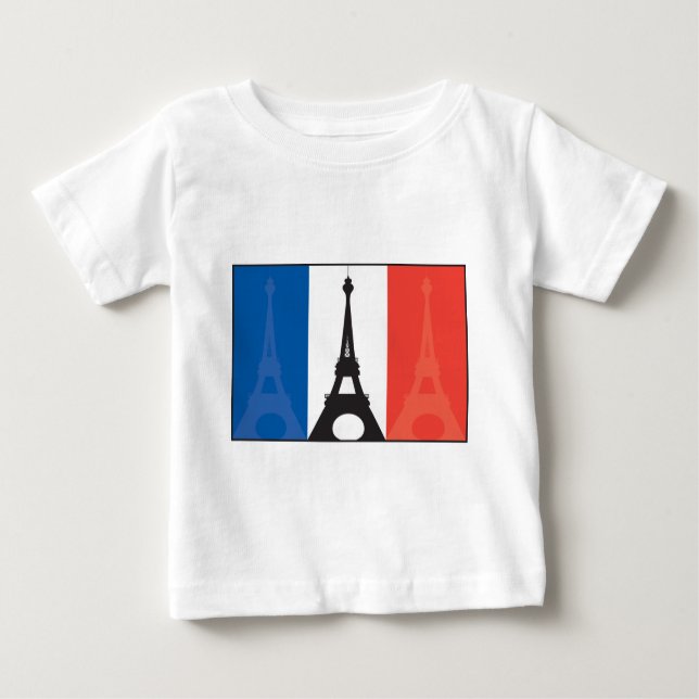 Französische Flagge und Eiffelturm Baby T-shirt (Vorderseite)