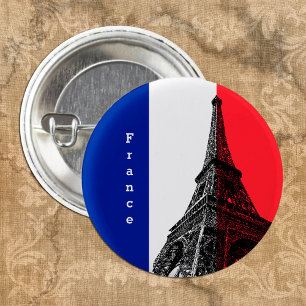 Französische Flagge und Eiffelturm - Frankreich /S Button