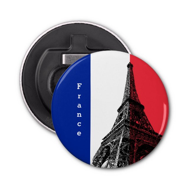 Französische Flagge und Eiffelturm - Frankreich /S Flaschenöffner (Vorderseite)