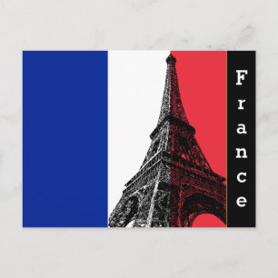 Französische Flagge und Eiffelturm - Frankreich /S Postkarte