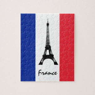 Französische Flagge und Eiffelturm - Frankreich /S Puzzle