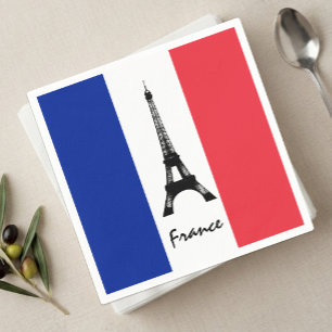 Französische Flagge und Eiffelturm - Frankreich /S Serviette