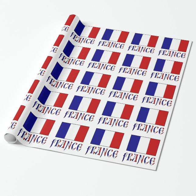 Französische Flagge und Frankreich Geschenkpapier (Ungerollt)